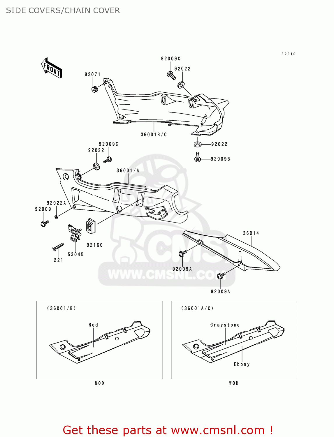 SIDE COVERS/CHAIN COVER ZX600E7 NINJA ZX6R 1999 USA CALIFORNIA CANADA