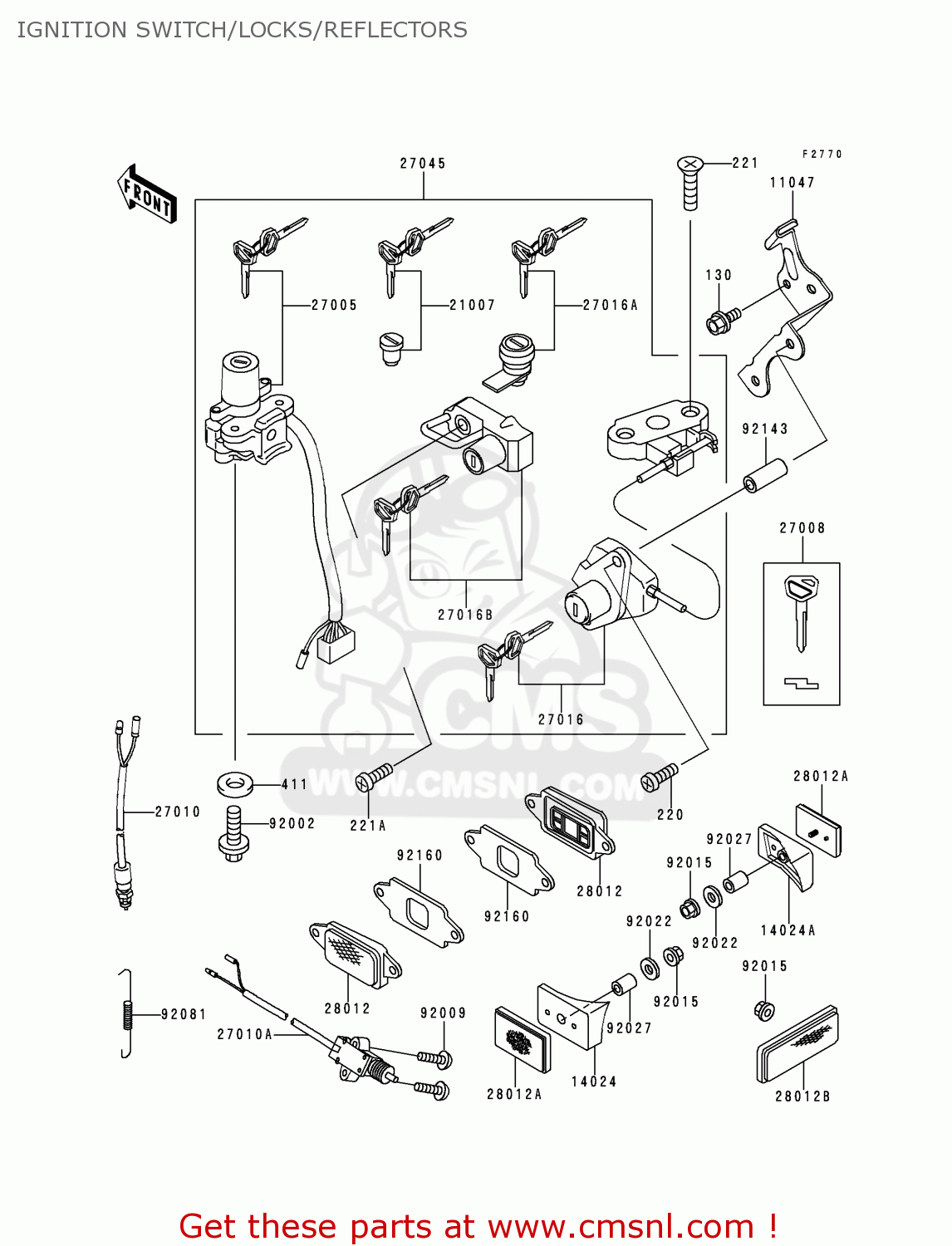 IGNITION SWITCH/LOCKS/REFLECTORS ZX600E7 NINJA ZX6R 1999 USA CALIFORNIA CANADA