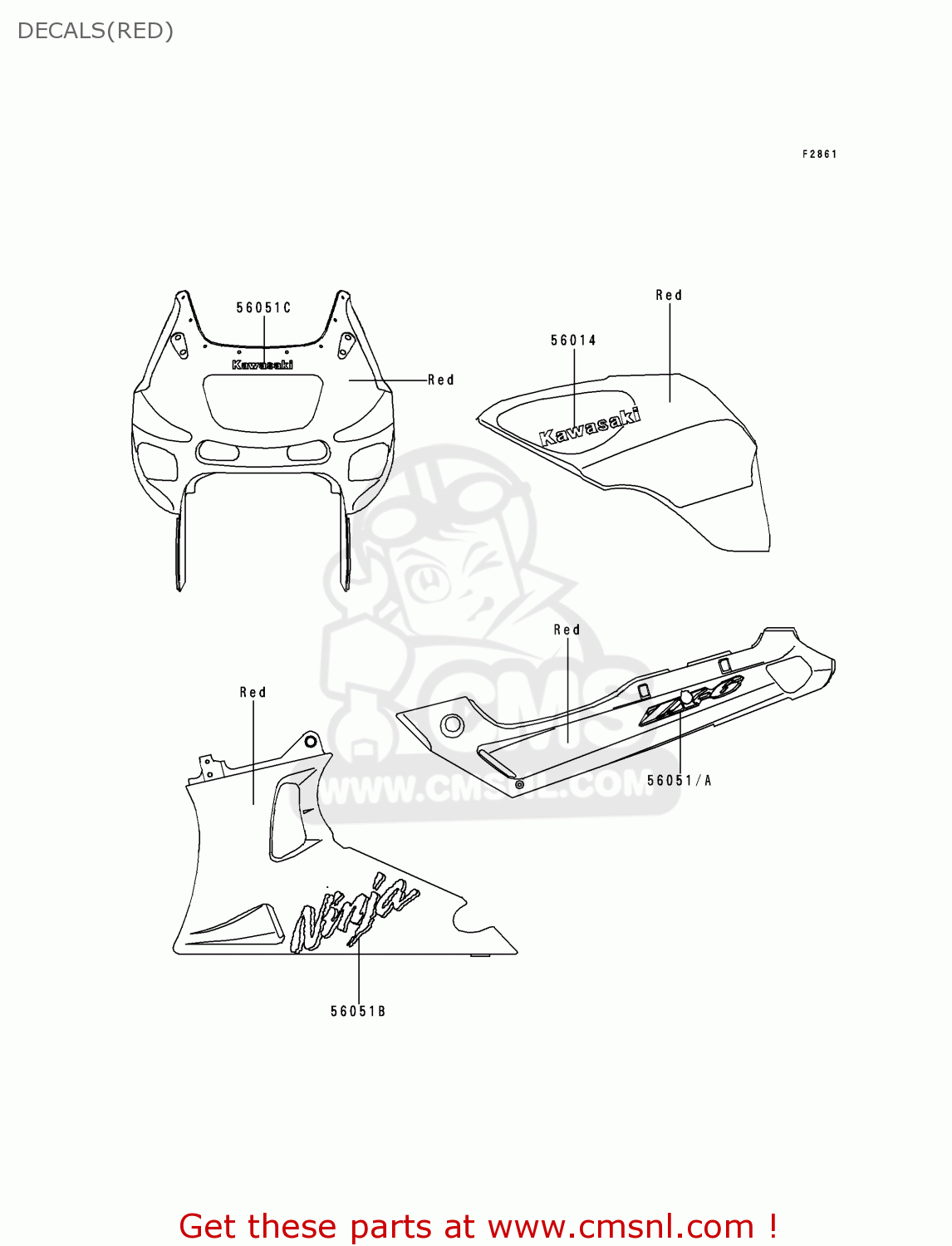 DECALS(RED) ZX600E7 NINJA ZX6R 1999 USA CALIFORNIA CANADA