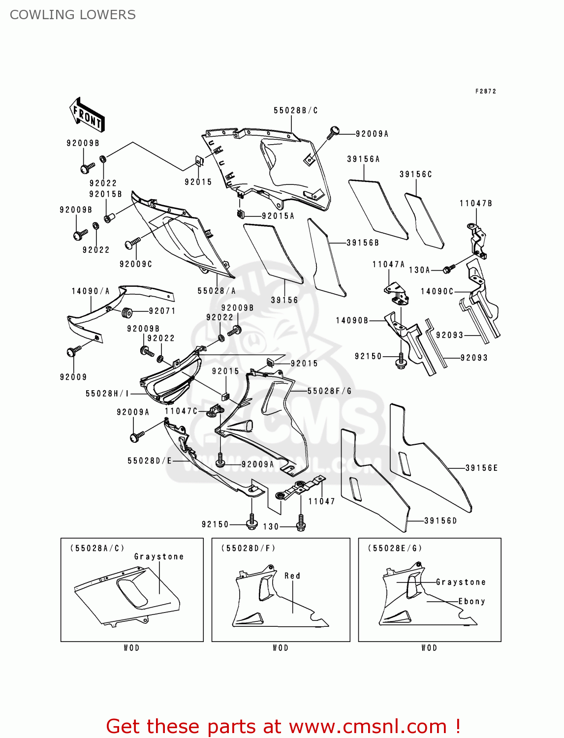 COWLING LOWERS ZX600E7 NINJA ZX6R 1999 USA CALIFORNIA CANADA