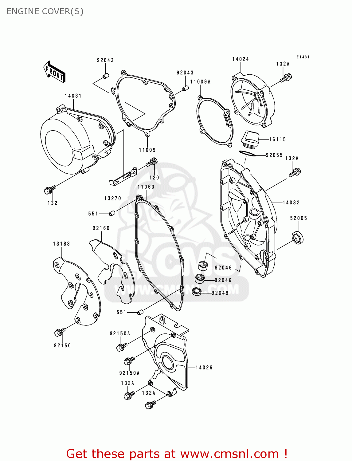 ENGINE COVER(S) ZX600E7 ZZR600 1999 EUROPE UK FR NL FG GR IT NR SD