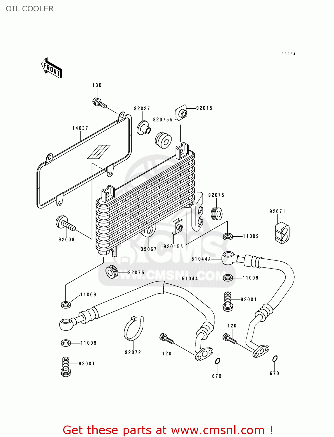 OIL COOLER ZX600E7 ZZR600 1999 EUROPE UK FR NL FG GR IT NR SD