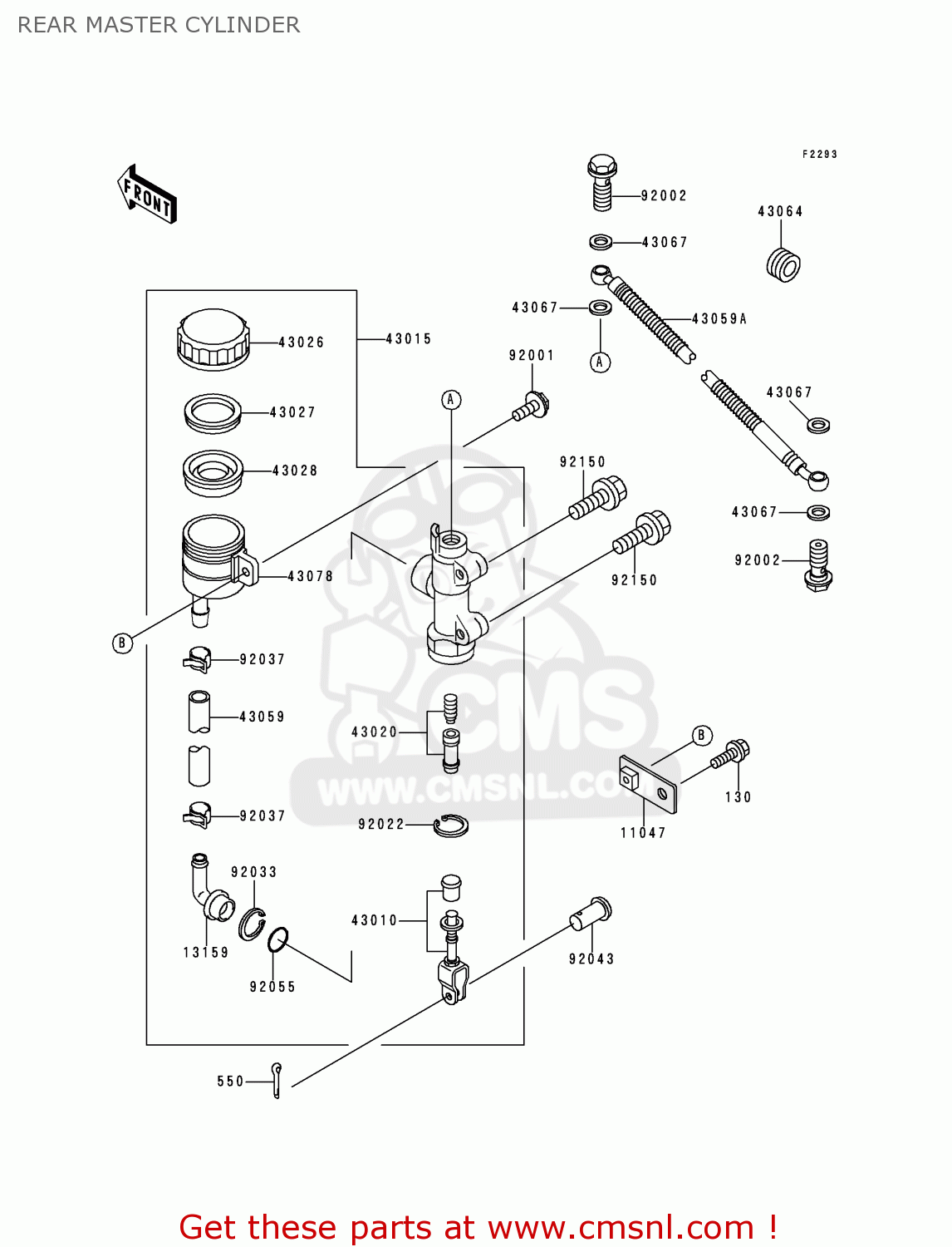 REAR MASTER CYLINDER ZX600E7 ZZR600 1999 EUROPE UK FR NL FG GR IT NR SD