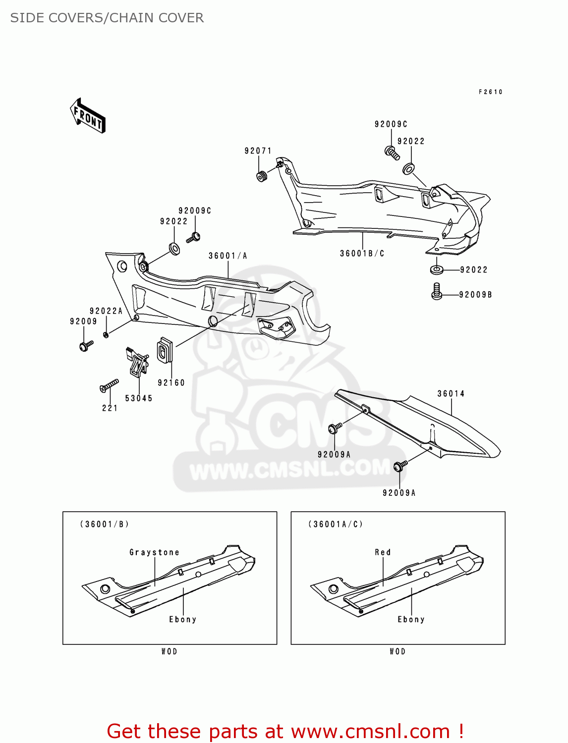 SIDE COVERS/CHAIN COVER ZX600E7 ZZR600 1999 EUROPE UK FR NL FG GR IT NR SD