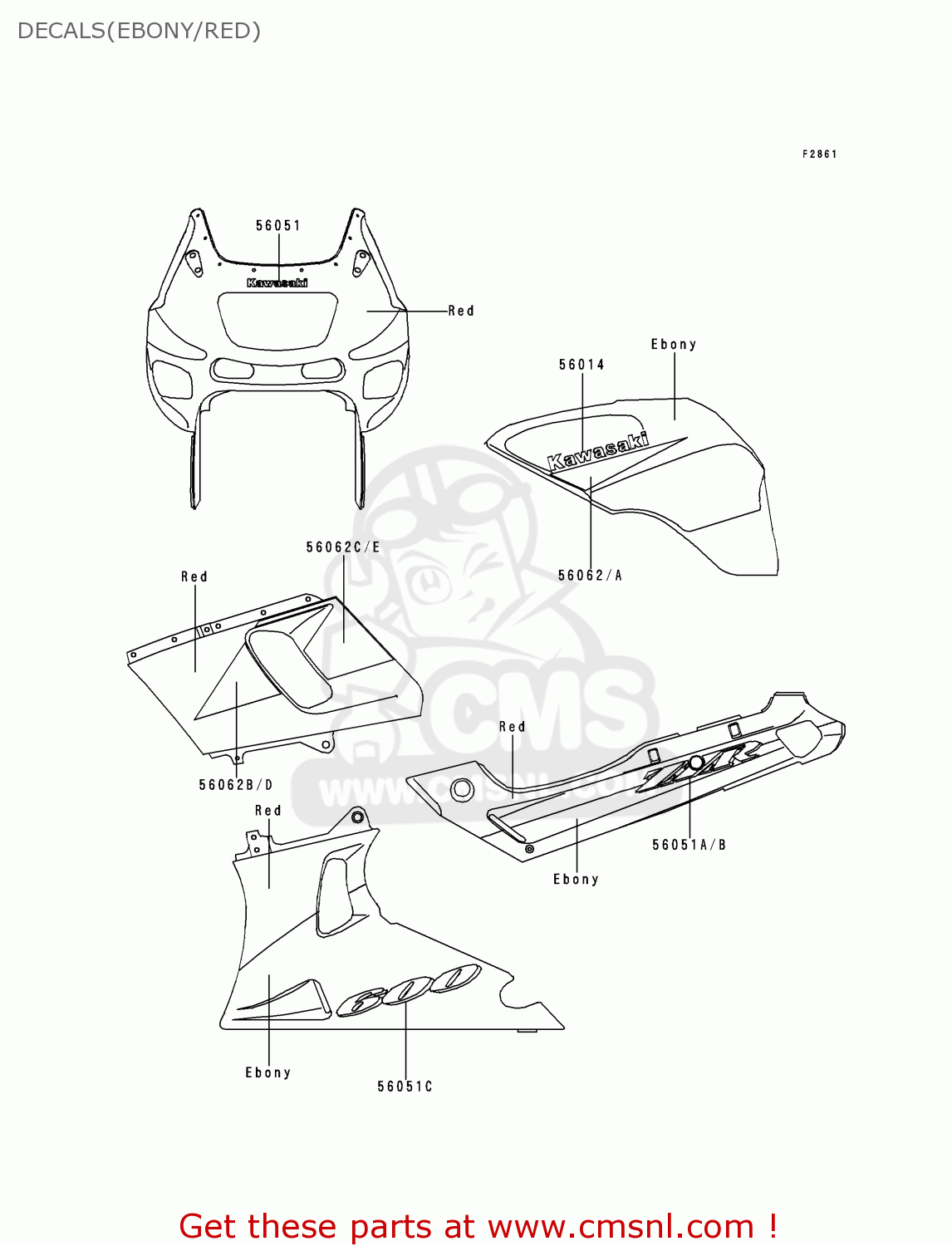 DECALS(EBONY/RED) ZX600E7 ZZR600 1999 EUROPE UK FR NL FG GR IT NR SD