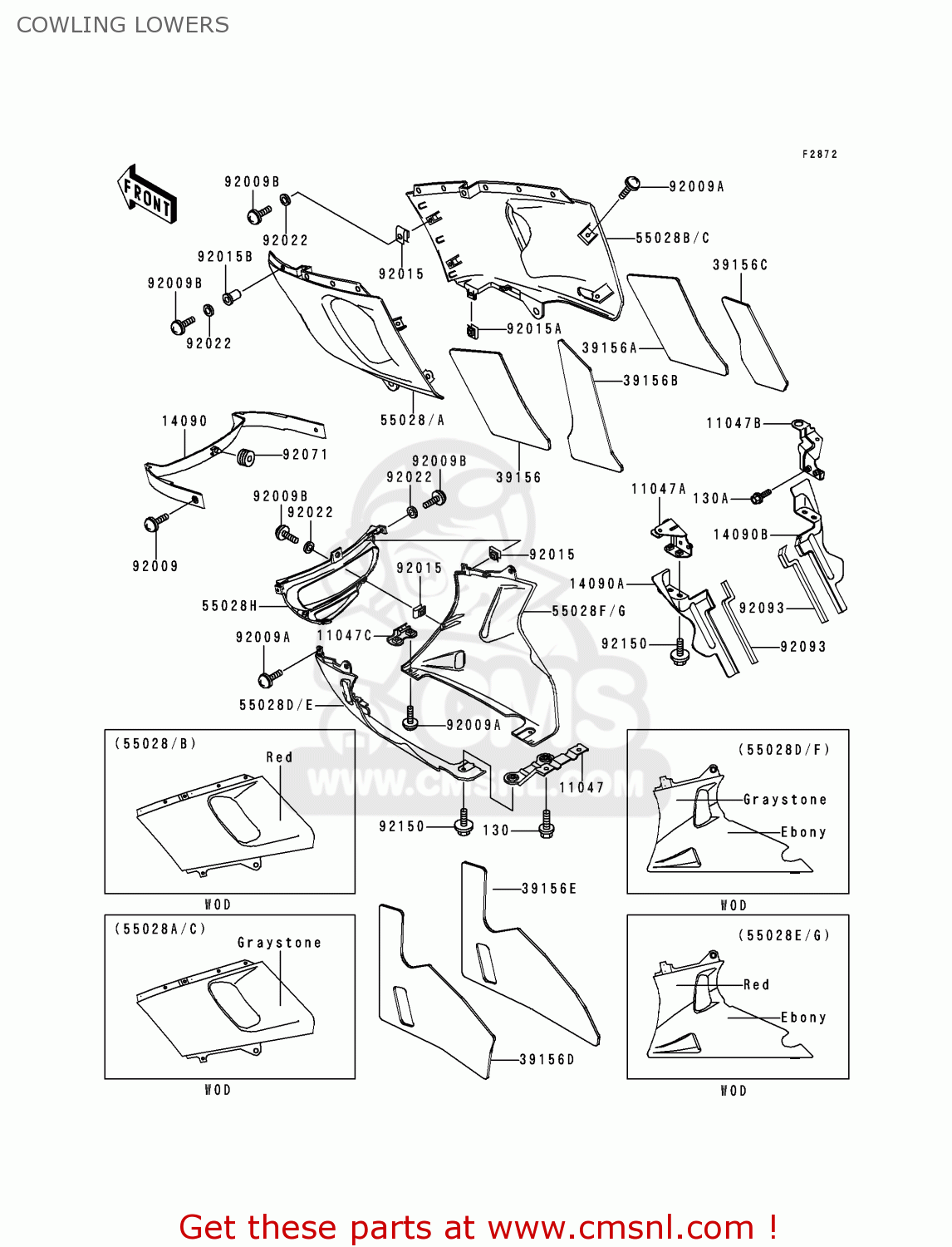 COWLING LOWERS ZX600E7 ZZR600 1999 EUROPE UK FR NL FG GR IT NR SD