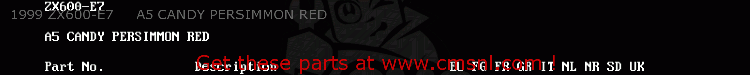 1999 ZX600-E7     A5 CANDY PERSIMMON RED ZX600E7 ZZR600 1999 EUROPE UK FR NL FG GR IT NR SD