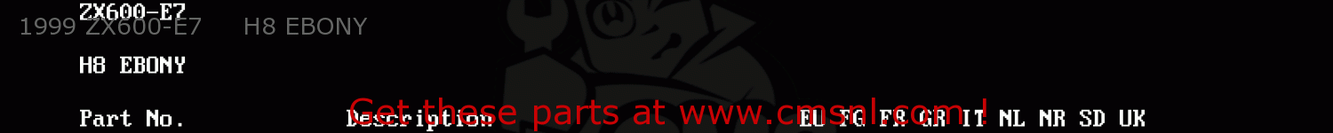1999 ZX600-E7     H8 EBONY ZX600E7 ZZR600 1999 EUROPE UK FR NL FG GR IT NR SD