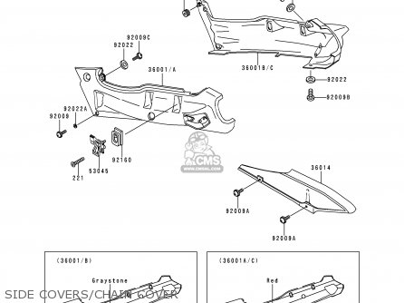 SIDE COVERS/CHAIN COVER - ZX600E7 ZZR600 1999 EUROPE UK FR NL FG GR IT NR SD