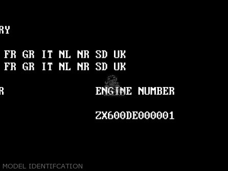 MODEL IDENTIFCATION - ZX600E7 ZZR600 1999 EUROPE UK FR NL FG GR IT NR SD