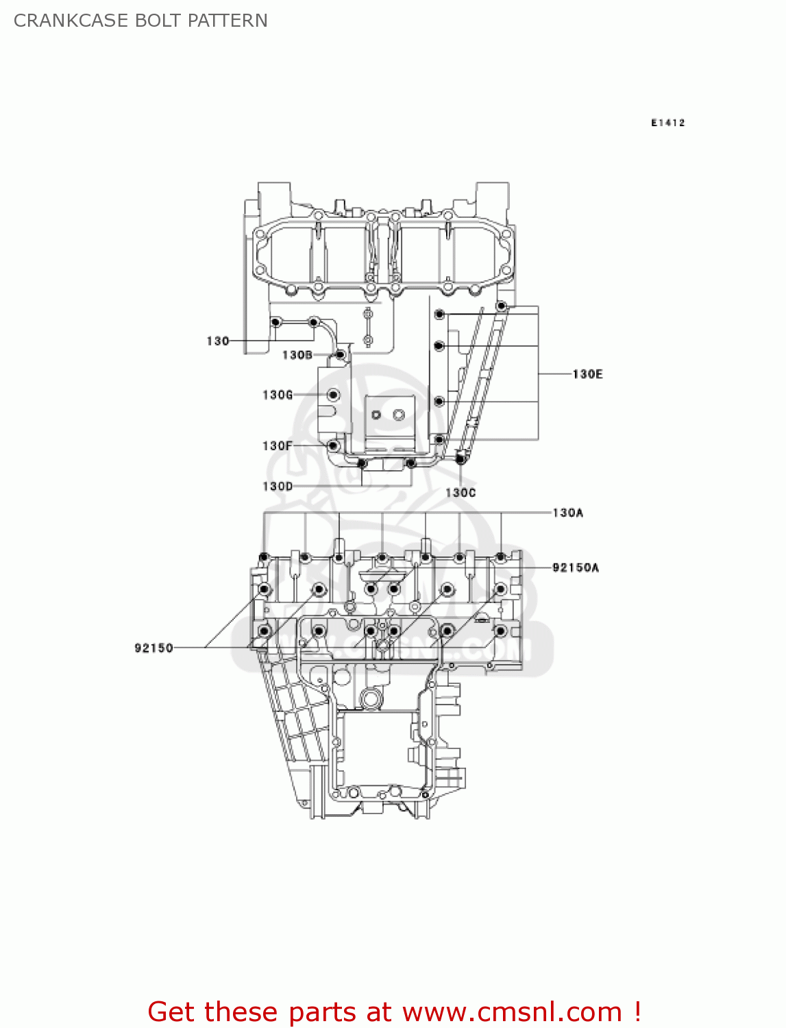 CRANKCASE BOLT PATTERN ZX600E8 NINJA ZX6 2000 USA CALIFORNIA CANADA