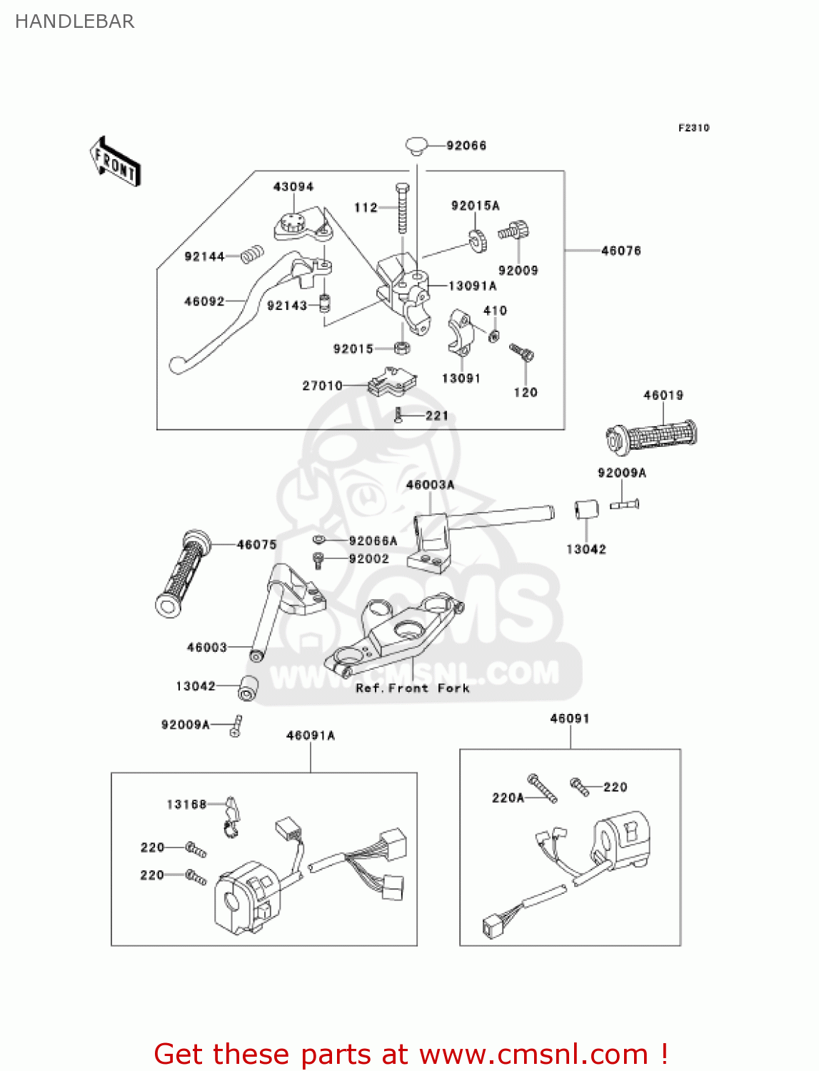HANDLEBAR ZX600E8 NINJA ZX6 2000 USA CALIFORNIA CANADA