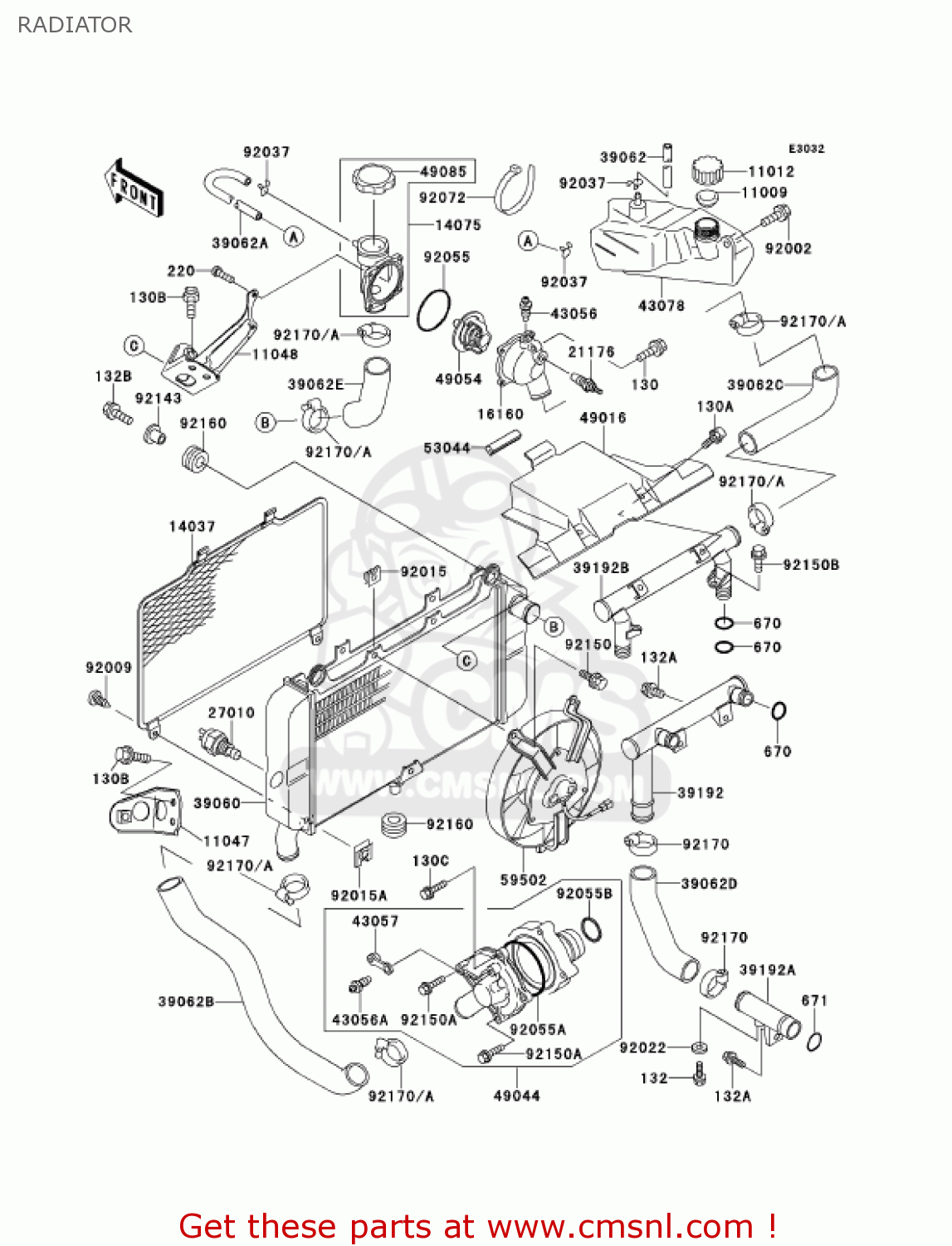 RADIATOR ZX600E8 NINJA ZX6 2000 USA CALIFORNIA CANADA