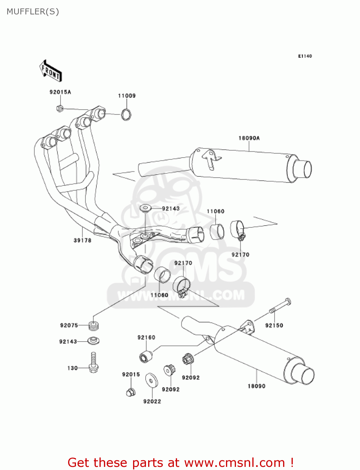 MUFFLER(S) ZX600E8 NINJA ZX6 2000 USA CALIFORNIA CANADA