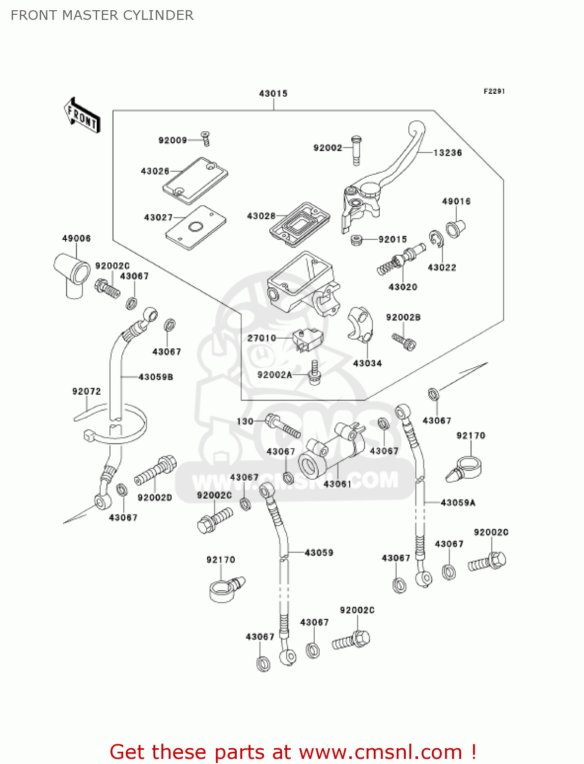 FRONT MASTER CYLINDER ZX600E8 NINJA ZX6 2000 USA CALIFORNIA CANADA
