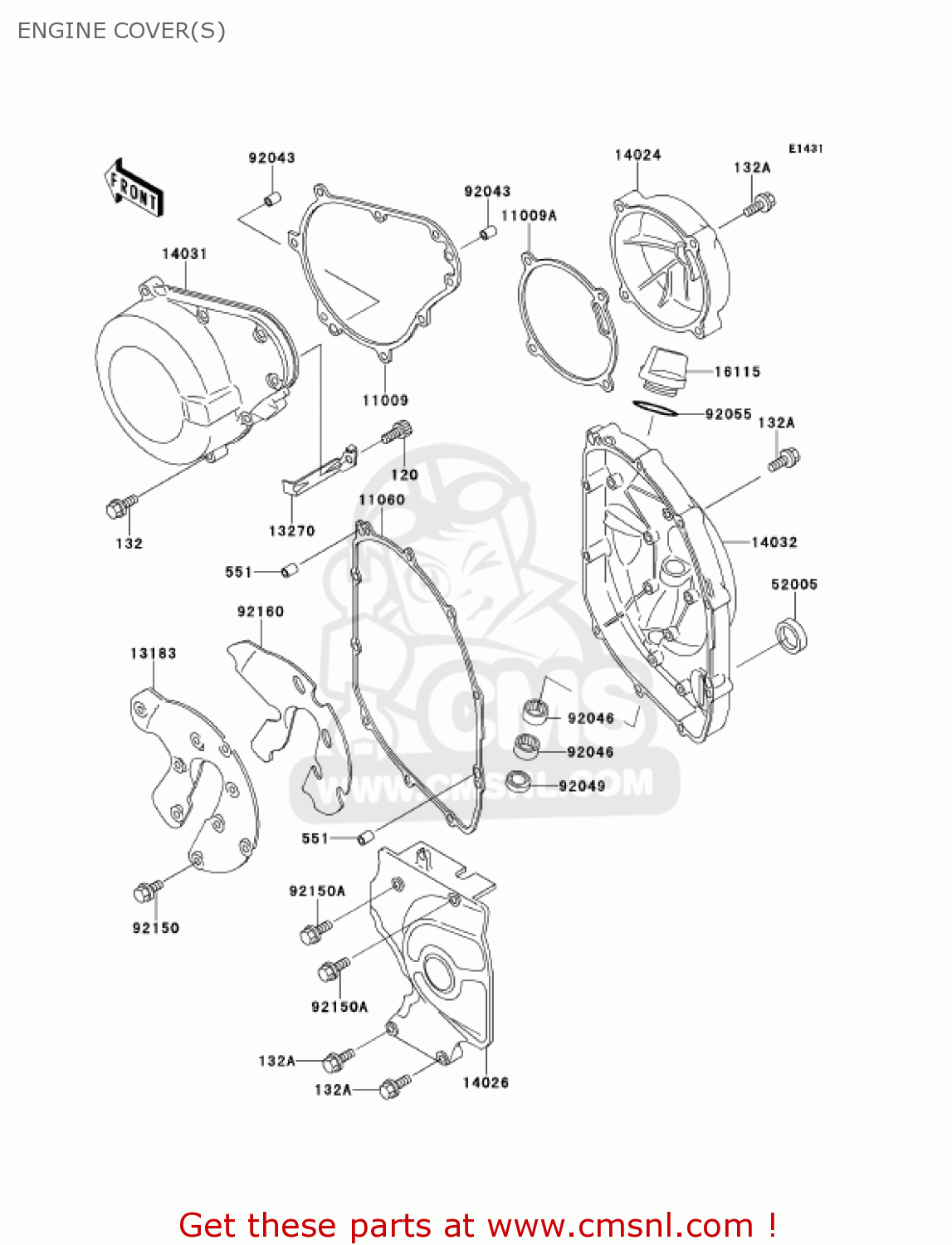 ENGINE COVER(S) ZX600E8 NINJA ZX6 2000 USA CALIFORNIA CANADA