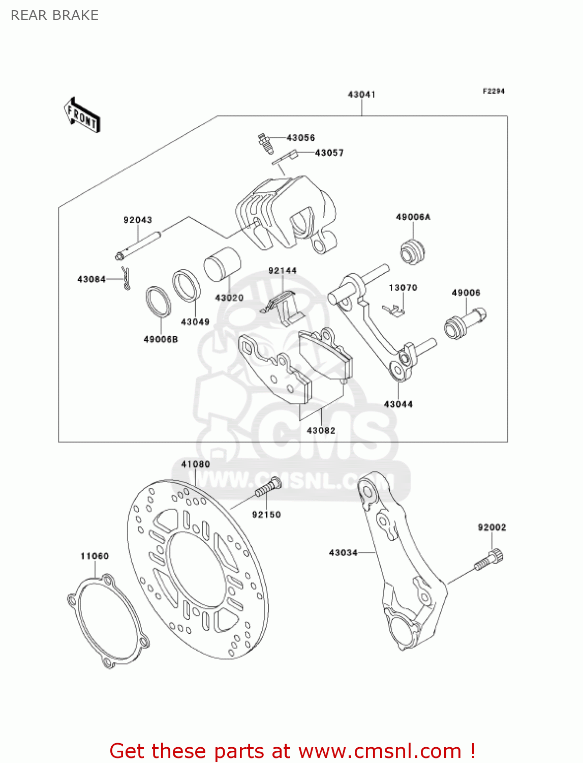 REAR BRAKE ZX600E8 NINJA ZX6 2000 USA CALIFORNIA CANADA