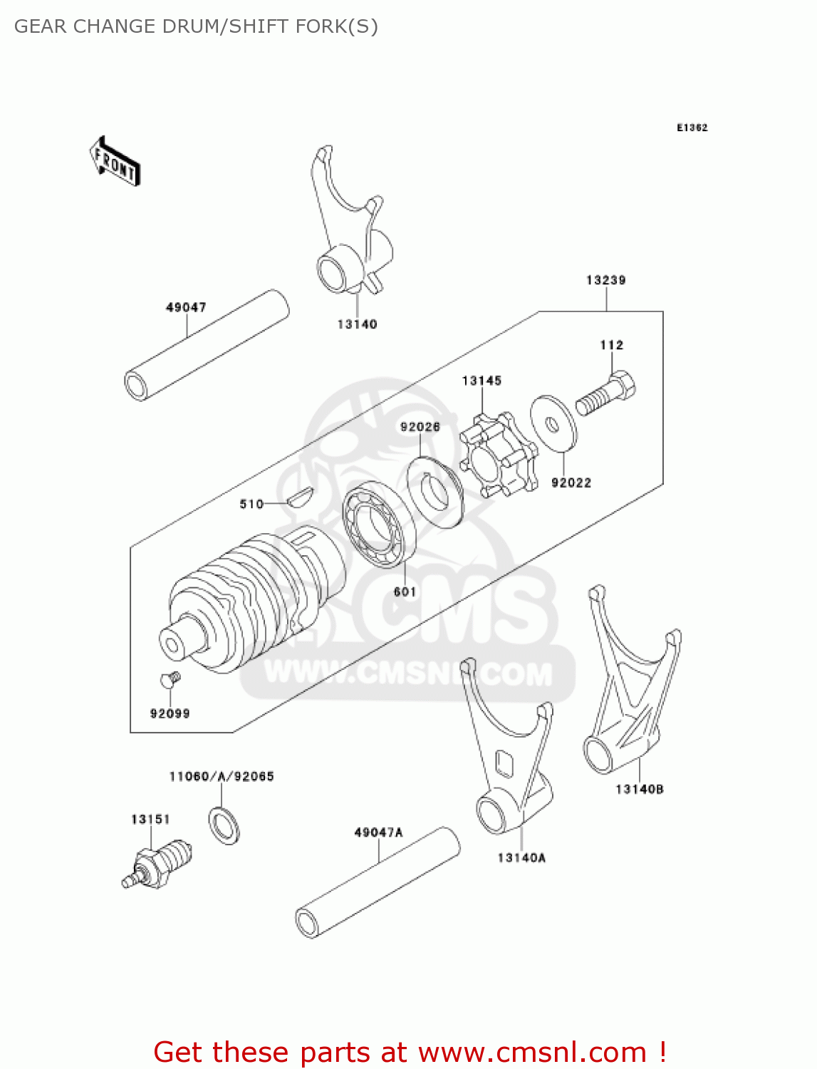 GEAR CHANGE DRUM/SHIFT FORK(S) ZX600E8 NINJA ZX6 2000 USA CALIFORNIA CANADA