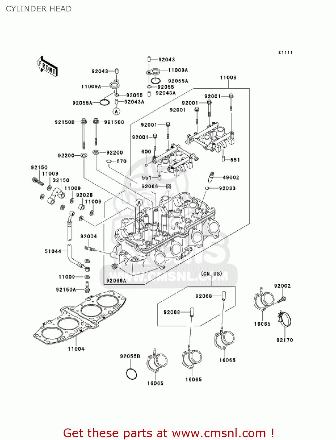 CYLINDER HEAD ZX600E8 NINJA ZX6 2000 USA CALIFORNIA CANADA