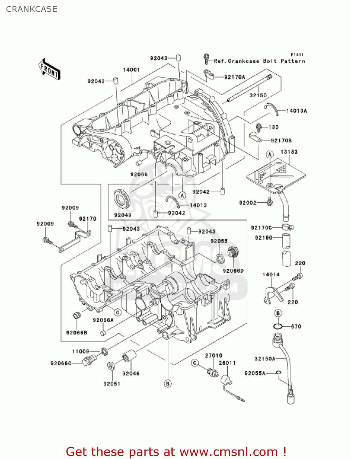 CRANKCASE ZX600E8 NINJA ZX6 2000 USA CALIFORNIA CANADA