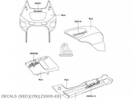 DECALS (RED)(CN)(ZX600-E8) - ZX600E8 NINJA ZX6 2000 USA CALIFORNIA CANADA