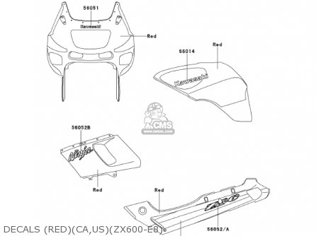 DECALS (RED)(CA,US)(ZX600-E8) - ZX600E8 NINJA ZX6 2000 USA CALIFORNIA CANADA