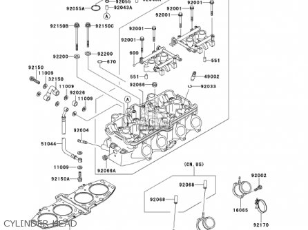 CYLINDER HEAD - ZX600E8 NINJA ZX6 2000 USA CALIFORNIA CANADA