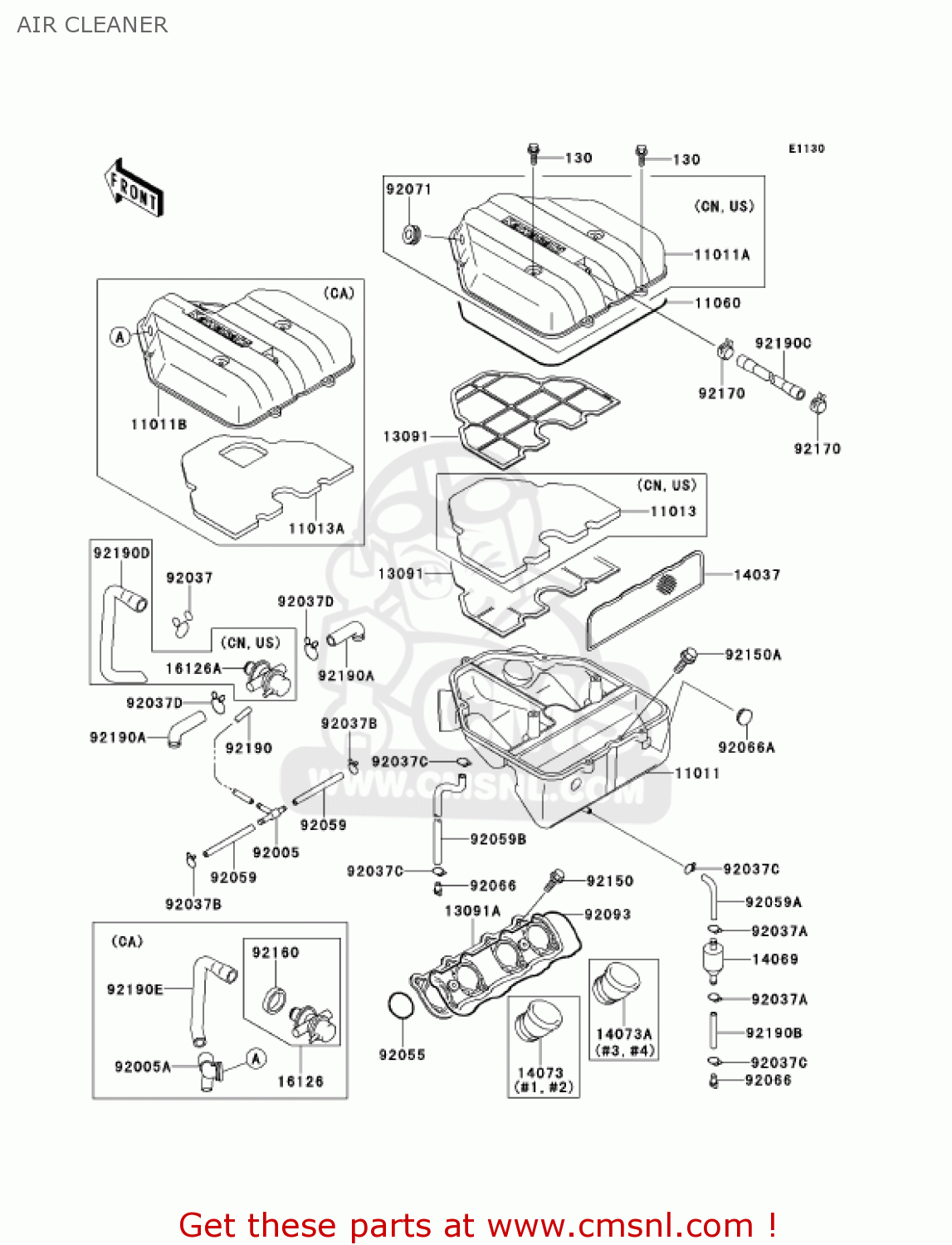 AIR CLEANER ZX600E9 NINJA ZX6 2001 USA CALIFORNIA CANADA