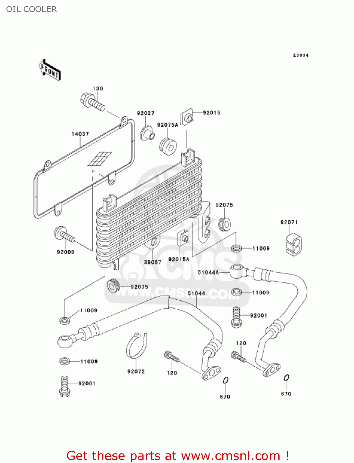 OIL COOLER ZX600E9 NINJA ZX6 2001 USA CALIFORNIA CANADA