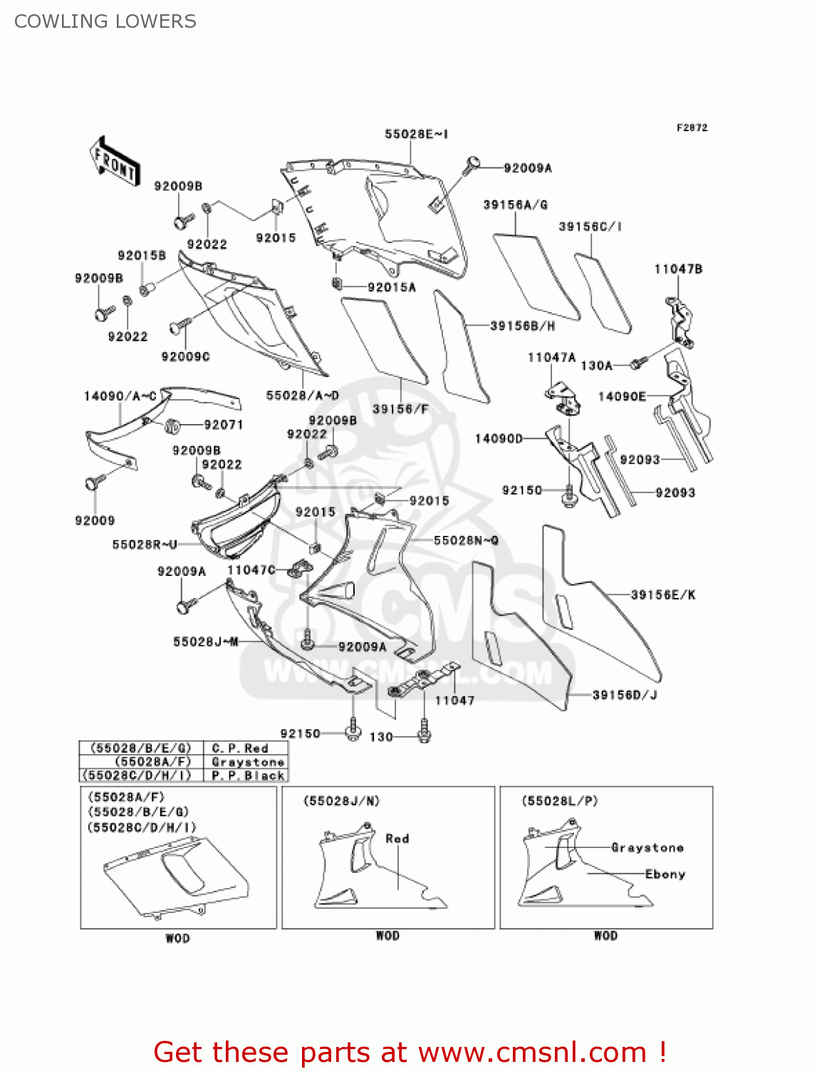 COWLING LOWERS ZX600E9 NINJA ZX6 2001 USA CALIFORNIA CANADA