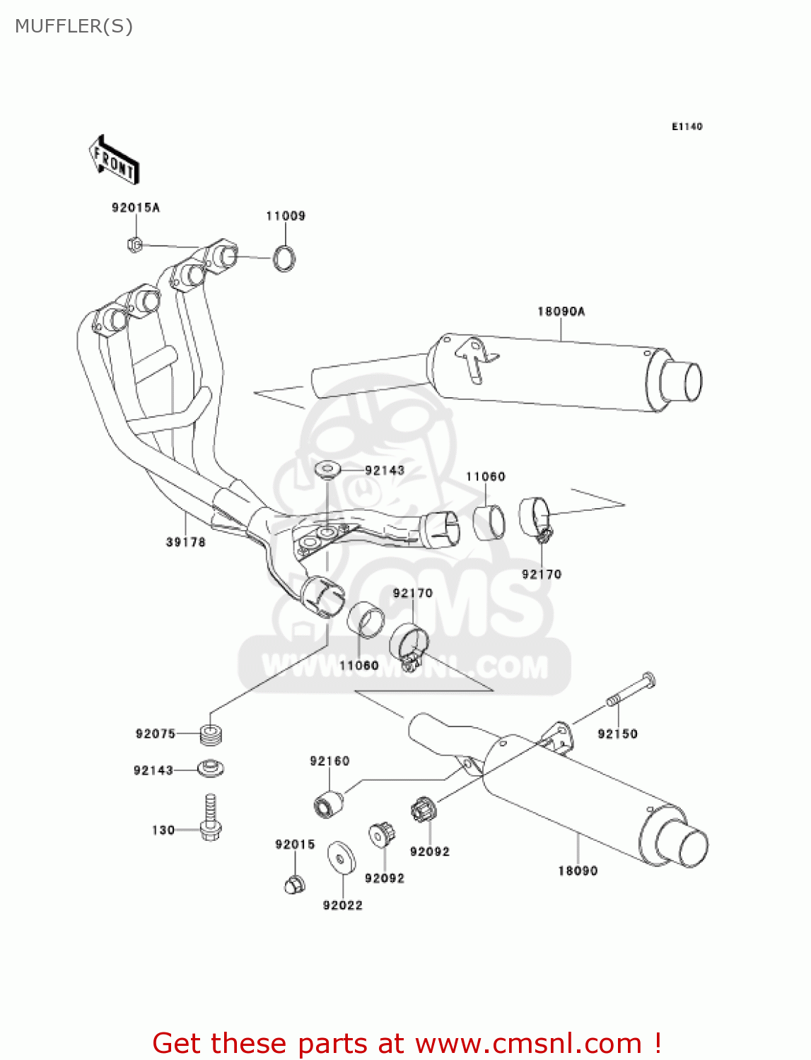MUFFLER(S) ZX600E9 NINJA ZX6 2001 USA CALIFORNIA CANADA