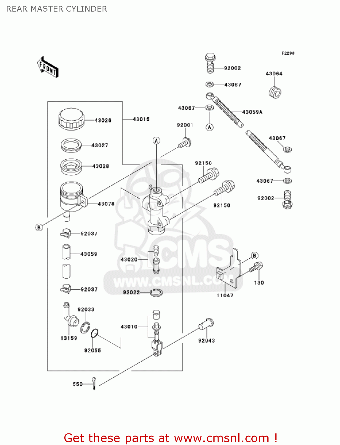 REAR MASTER CYLINDER ZX600E9 NINJA ZX6 2001 USA CALIFORNIA CANADA