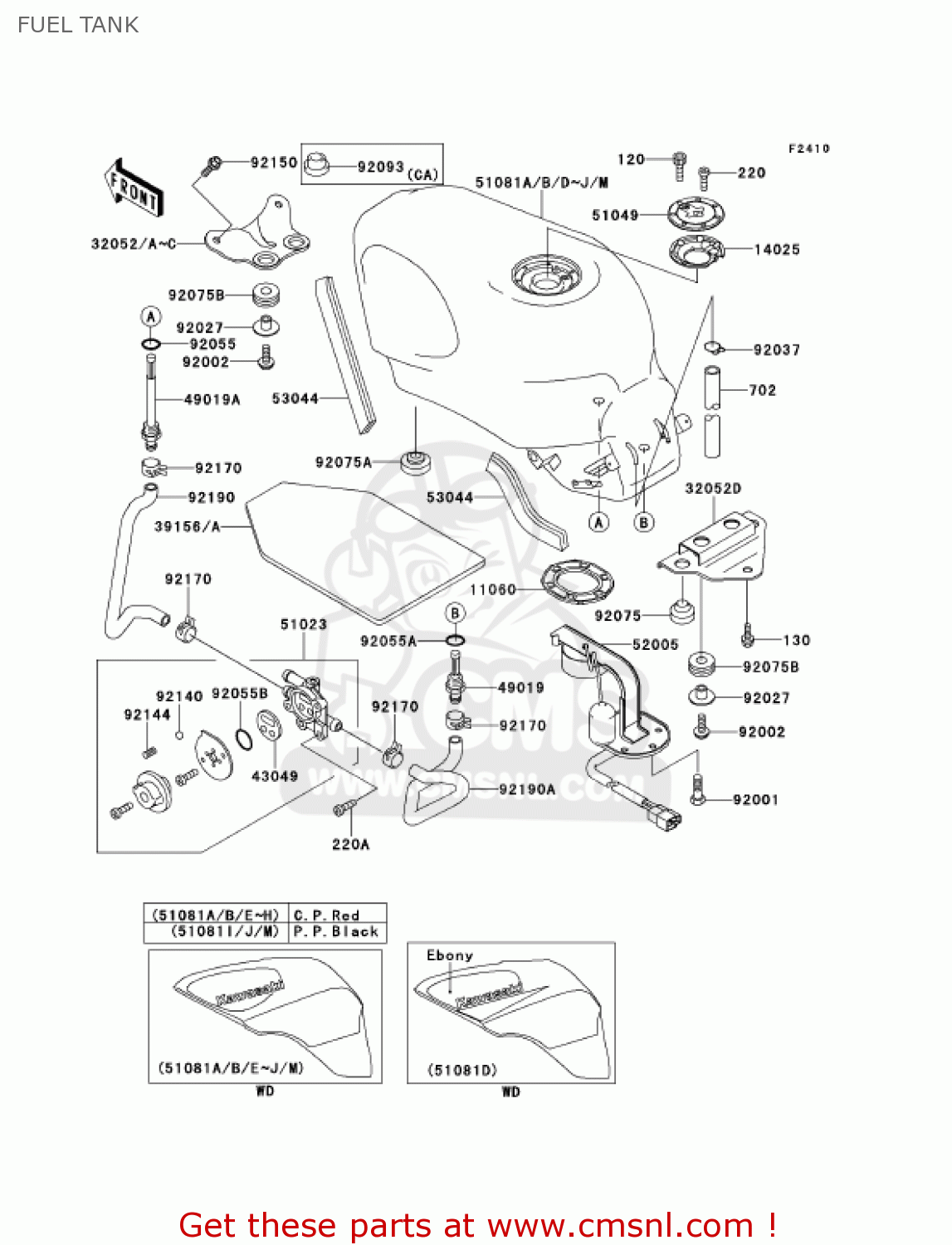 FUEL TANK ZX600E9 NINJA ZX6 2001 USA CALIFORNIA CANADA