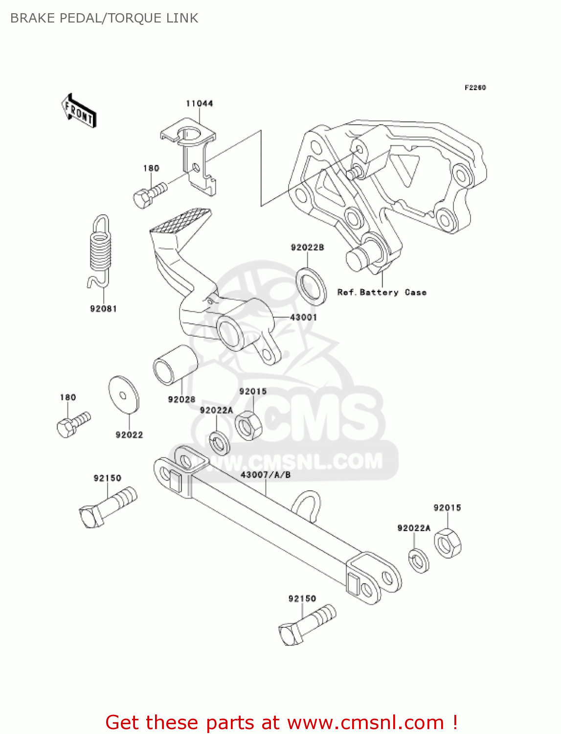 BRAKE PEDAL/TORQUE LINK ZX600E9 NINJA ZX6 2001 USA CALIFORNIA CANADA