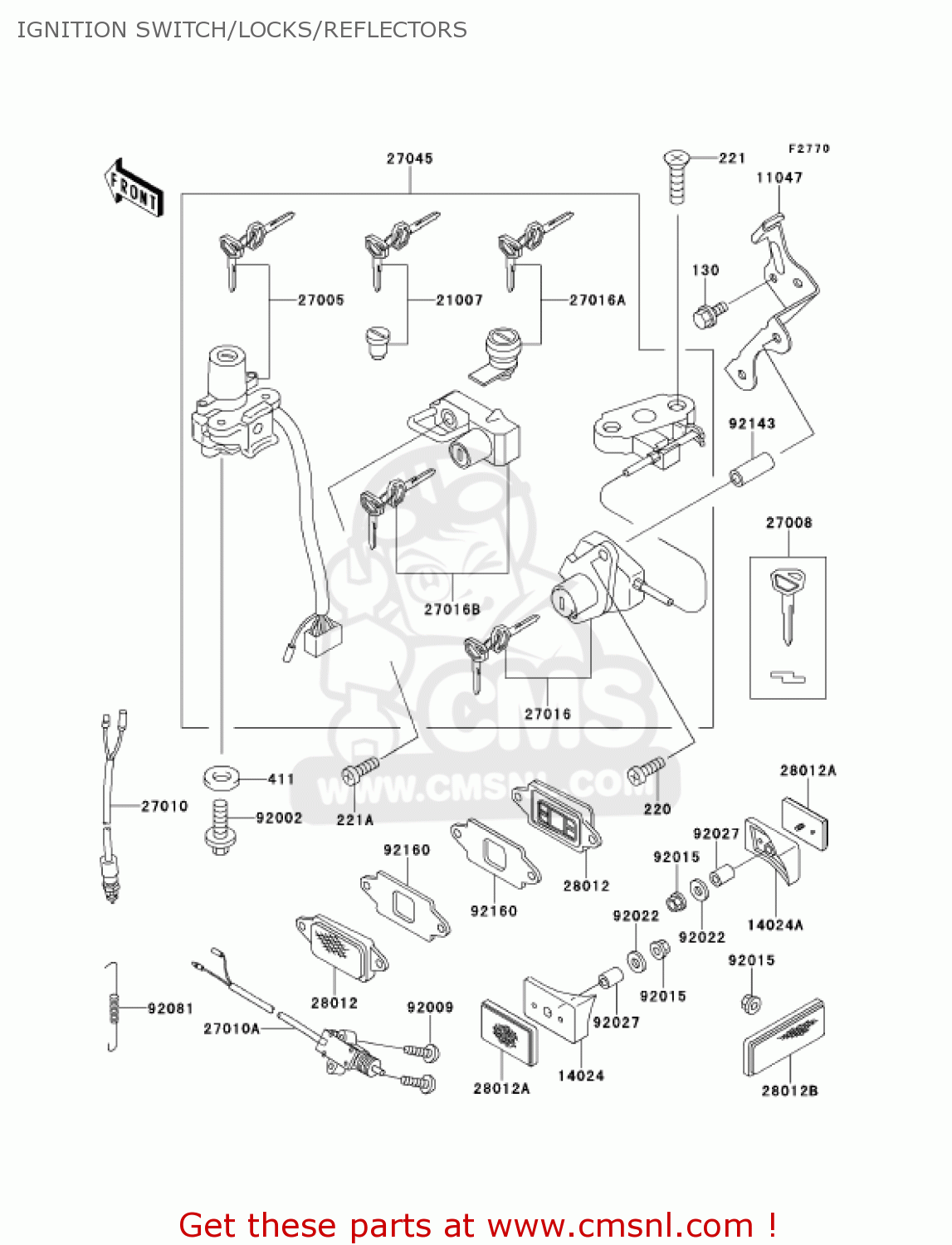 IGNITION SWITCH/LOCKS/REFLECTORS ZX600E9 NINJA ZX6 2001 USA CALIFORNIA CANADA