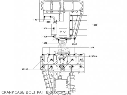 CRANKCASE BOLT PATTERN - ZX600E9 NINJA ZX6 2001 USA CALIFORNIA CANADA