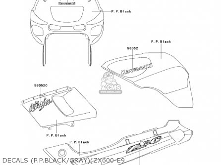 DECALS (P.P.BLACK/GRAY)(ZX600-E9 - ZX600E9 NINJA ZX6 2001 USA CALIFORNIA CANADA