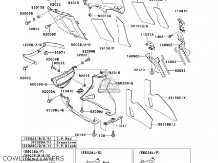 COWLING LOWERS - ZX600E9 NINJA ZX6 2001 USA CALIFORNIA CANADA