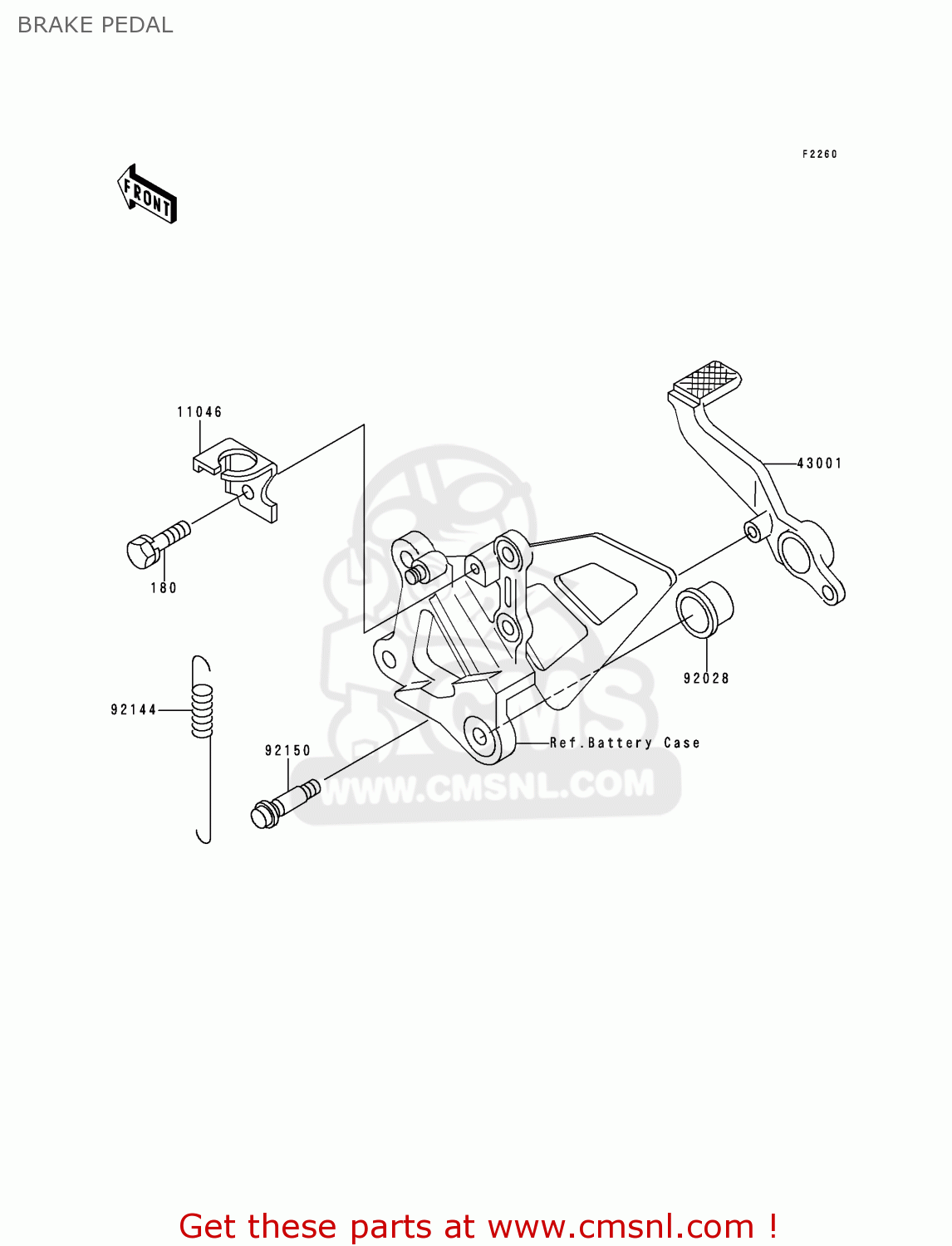 BRAKE PEDAL ZX600F1 NINJA ZX6R 1995 EUROPE UK FR NL AR FG GR IT NR SD SP ST