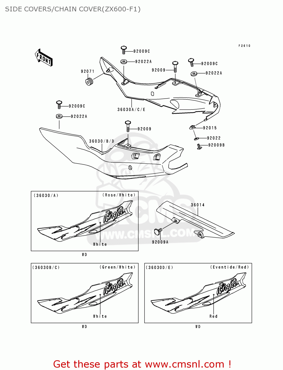 SIDE COVERS/CHAIN COVER(ZX600-F1) ZX600F1 NINJA ZX6R 1995 EUROPE UK FR NL AR FG GR IT NR SD SP ST