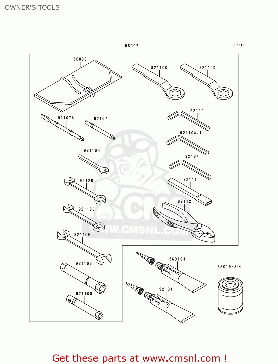 OWNER'S TOOLS ZX600F1 NINJA ZX6R 1995 EUROPE UK FR NL AR FG GR IT NR SD SP ST
