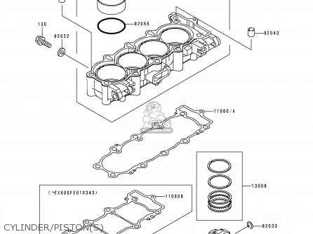 CYLINDER/PISTON(S) - ZX600F1 NINJA ZX6R 1995 EUROPE UK FR NL AR FG GR IT NR SD SP ST