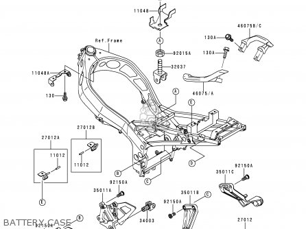 BATTERY CASE - ZX600F1 NINJA ZX6R 1995 EUROPE UK FR NL AR FG GR IT NR SD SP ST