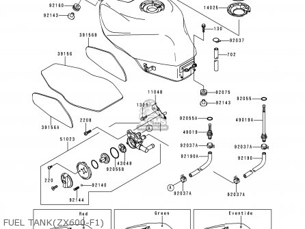 FUEL TANK(ZX600-F1) - ZX600F1 NINJA ZX6R 1995 EUROPE UK FR NL AR FG GR IT NR SD SP ST