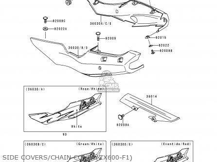 SIDE COVERS/CHAIN COVER(ZX600-F1) - ZX600F1 NINJA ZX6R 1995 EUROPE UK FR NL AR FG GR IT NR SD SP ST