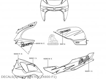 DECALS(GREEN/WHITE)(ZX600-F1) - ZX600F1 NINJA ZX6R 1995 EUROPE UK FR NL AR FG GR IT NR SD SP ST