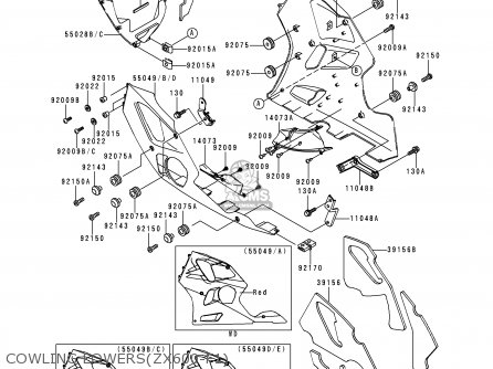 COWLING LOWERS(ZX600-F1) - ZX600F1 NINJA ZX6R 1995 EUROPE UK FR NL AR FG GR IT NR SD SP ST