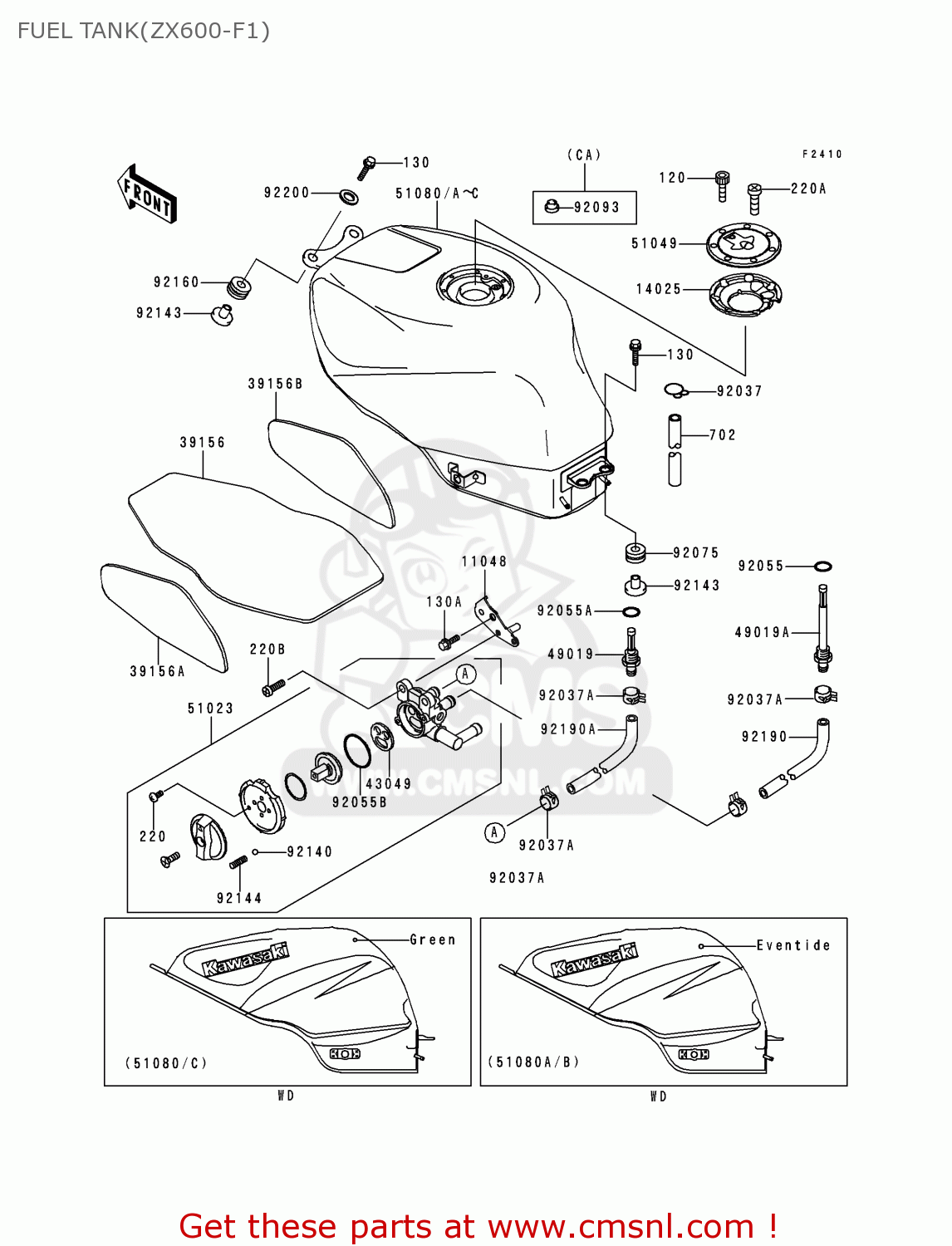 Kawasaki ZX600F1 NINJA ZX6R 1995 USA CALIFORNIA CANADA FUEL TANK(ZX600