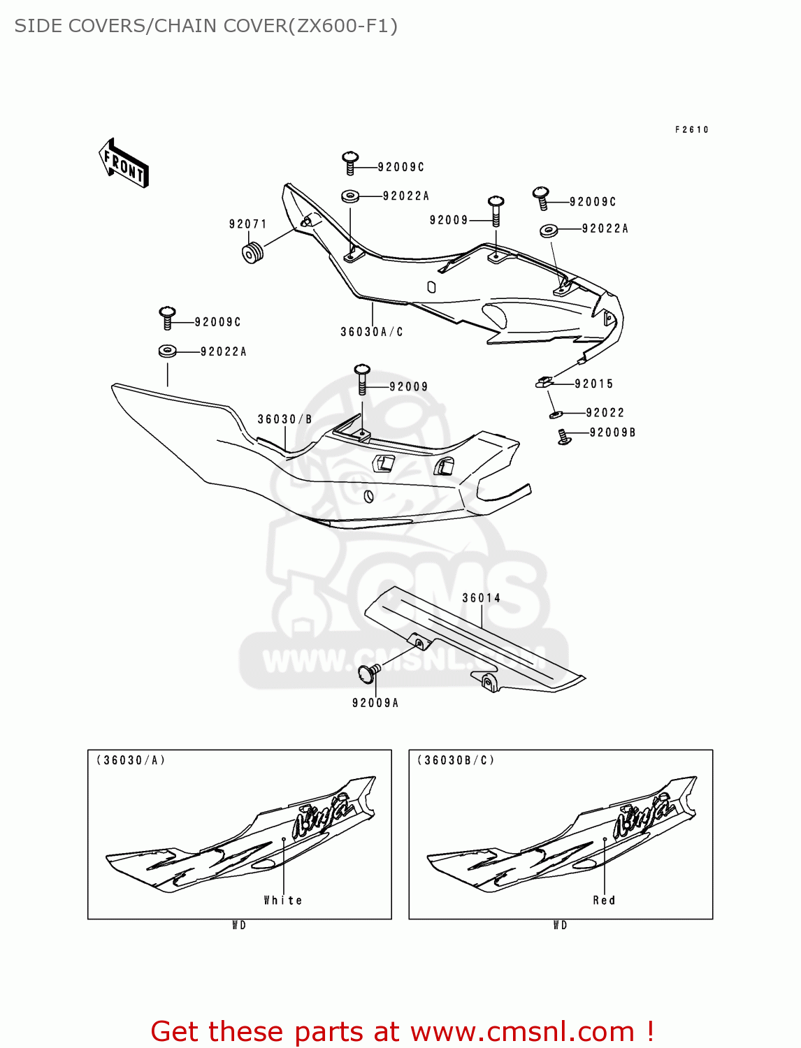 SIDE COVERS/CHAIN COVER(ZX600-F1) ZX600F1 NINJA ZX6R 1995 USA CALIFORNIA CANADA