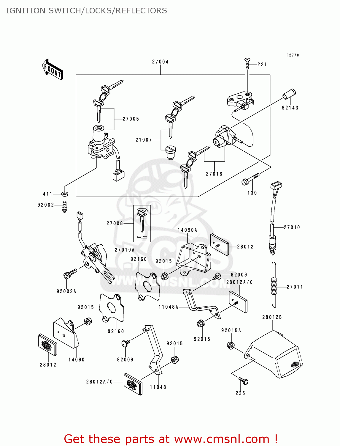 IGNITION SWITCH/LOCKS/REFLECTORS ZX600F1 NINJA ZX6R 1995 USA CALIFORNIA CANADA
